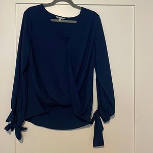 Navy Blue Open Sleeve Blouse